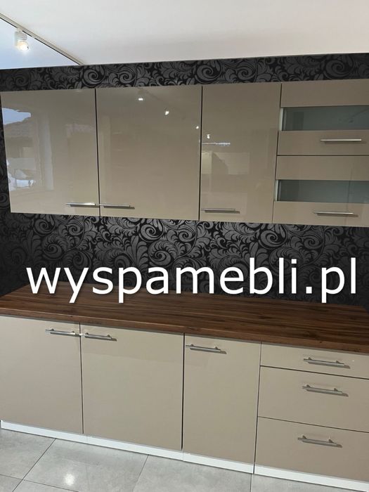 NOWA kuchnia 220cm połysk biały szary cappucino zestaw mebli kuchene