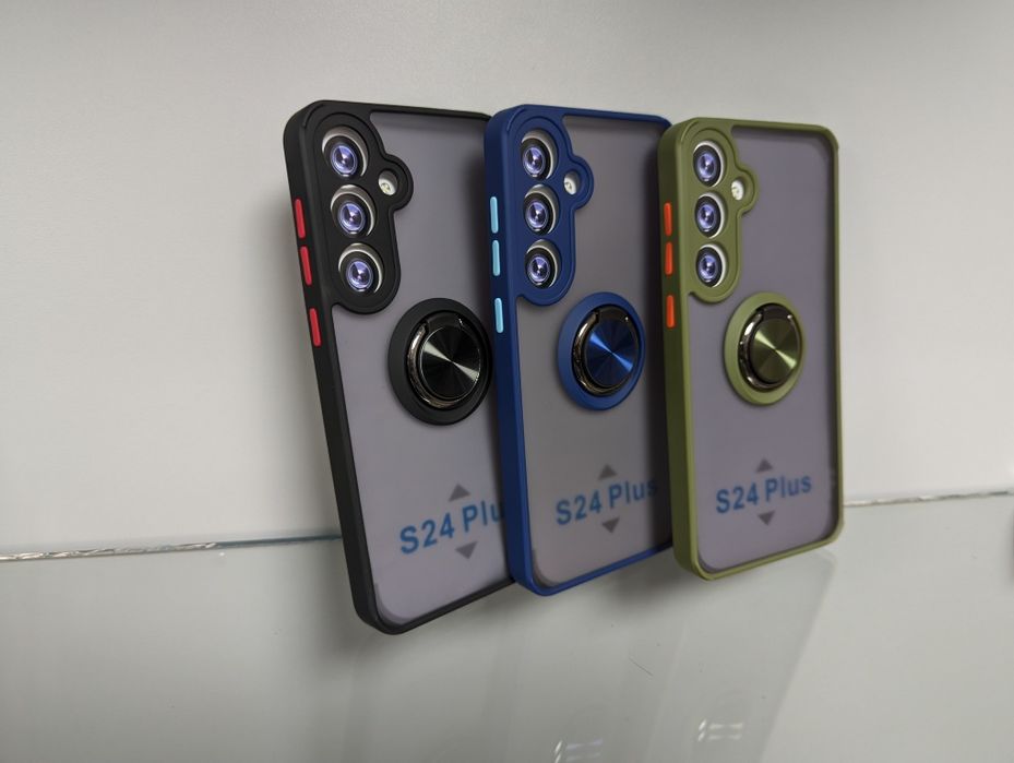 Samsung Galaxy S24 Plus S24 + противоударный чехол с кольцом матовый