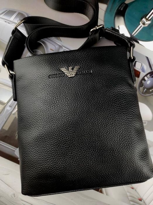Шкіряна чоловіча сумка Armani Армані мужская кожаная сумка
