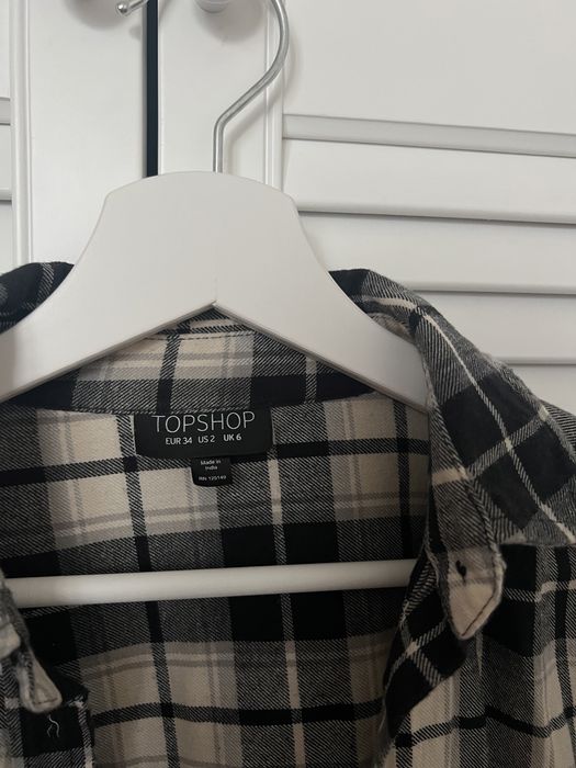 Czarno biała koszula w krate kratkę TopShop XS/S kurtka