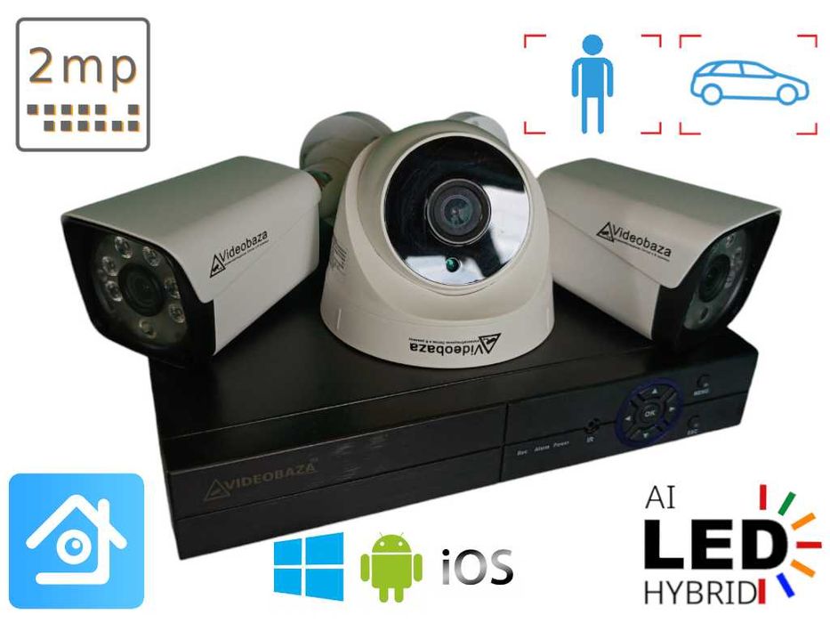 Комплект камер видеонаблюдения відеонагляд IP AHD POE монтаж