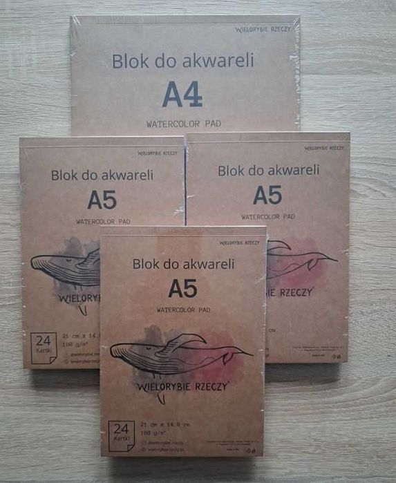 Bloki do akwareli farb szkicownik 180/gm2 3 x A5 i 1 x A4 NOWE