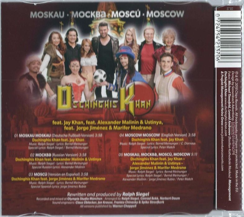 Maxi CD Dschinghis Khan Ft.Jay Khan - Moskau Moskau (2018)