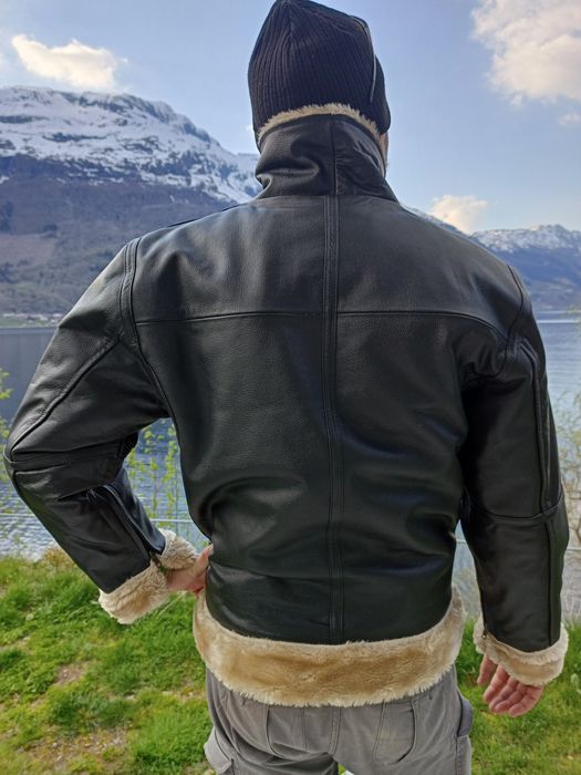 Pilotka skórzana gruba Ciepła jasny kożuszek rozmiarówka na prezent