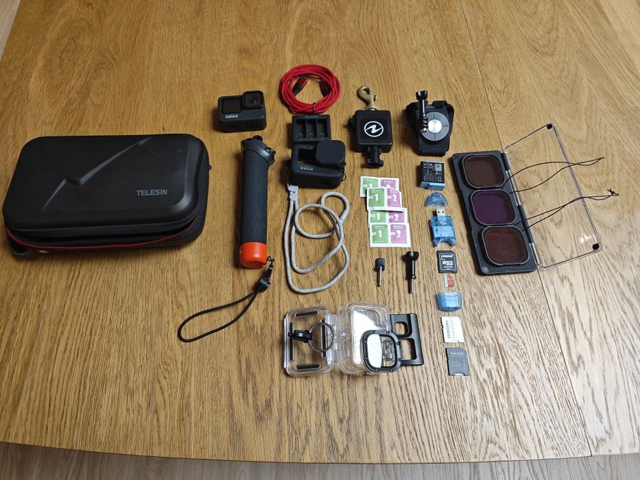 GOPRO 9 MEGA zestaw Telson filtry etui karta SD 256GB stan IDEALNY
