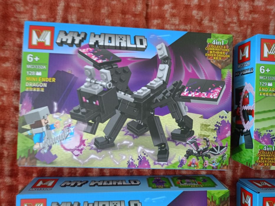 NOWE Mega zestaw klocków Minecraft My World Smok Endu 4 pudełka
