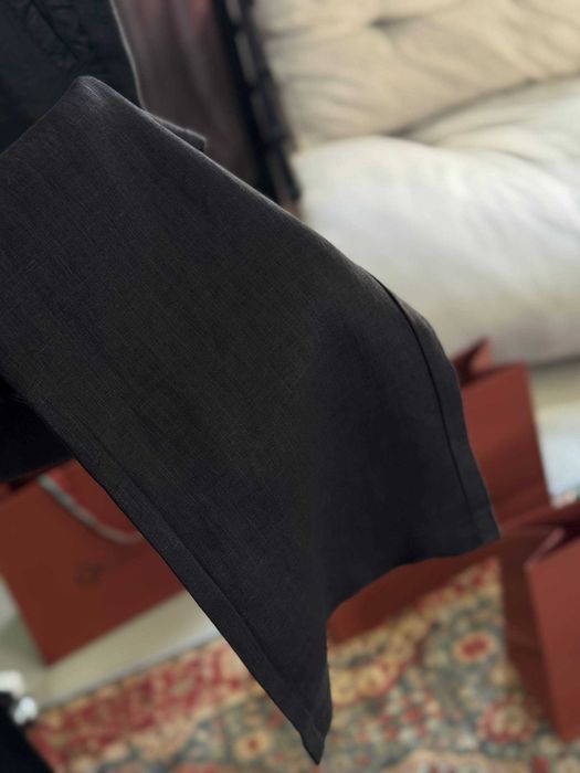 Мужские льняные брюки Kiton классические черные штаны Китон натуральный лен d094
