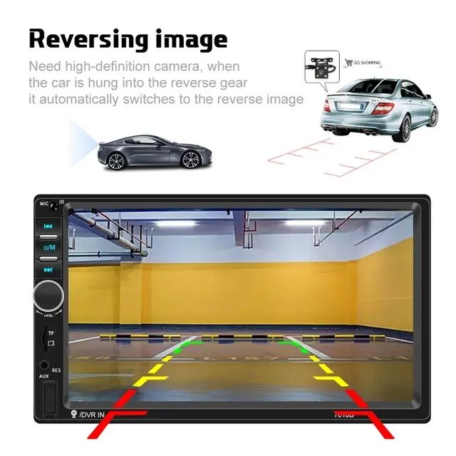 Rádio 2Din 7018B Bluetooth MirrorLink USB cartão controle volante NOVO