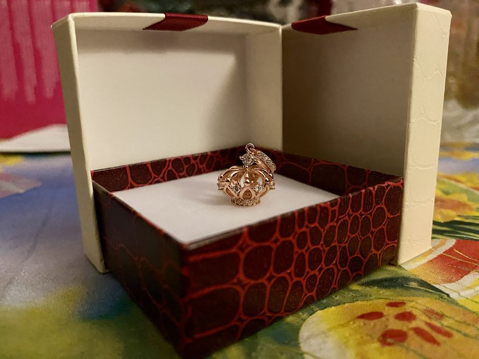 nowy charms zawieszka srebro 925 cyrkonie różowe złoto