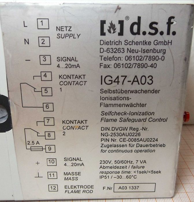 Zabezpieczenie płomienia IG47-A03 DSF Dietrich [LIP]