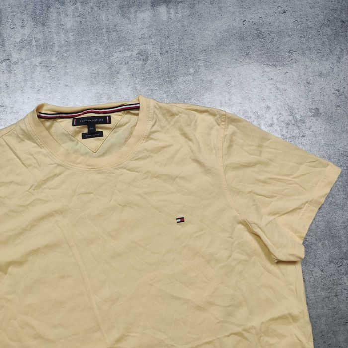 MĘSKA Koszulka Bawełna PREMIUM Lekka Letnia Tommy Hilfiger Haft Żółta