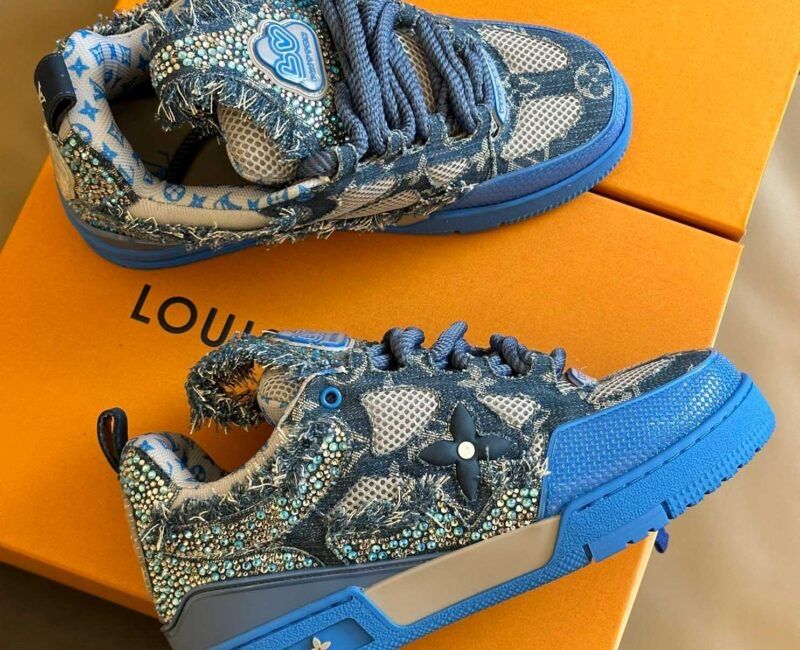 ДОСТАВКА 1-2 ДНІ‼️Louis Vuitton Skate Trainer Blue Swarovski Monogram.