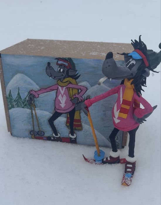 Ватні іграшки на ялинку з мультфільму "Ну, погоди!"