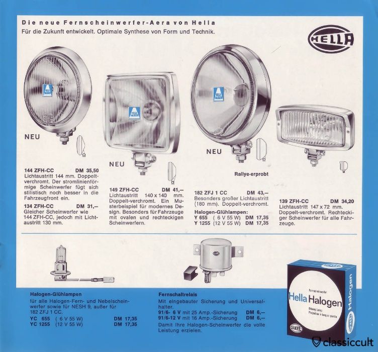 Faróis Nevoeiro Hella 139 - Porsche Mercedes SL Clássico
