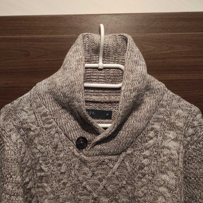 Easy Elegancki Zimowy Szary Męski Sweter Size M