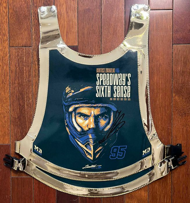 Bartosz Zmarzlik plastron żużlowy Speedway GOLD + certyfikat autentycz