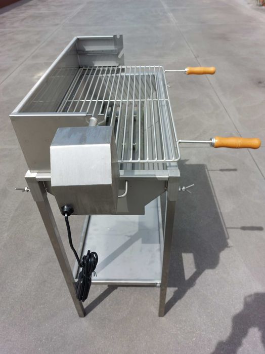 Grelhador Inox AISI 304 -3Frangos c/ Espeto Pernil e Prateleira Apoio