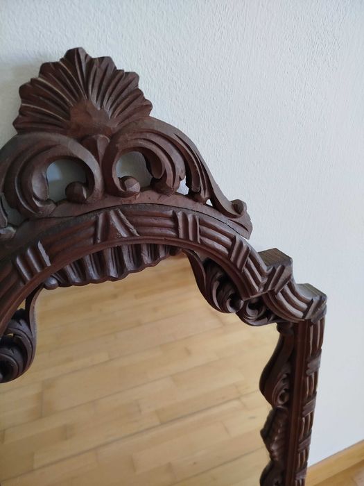 Antigo e elegante Espelho, madeira maciça