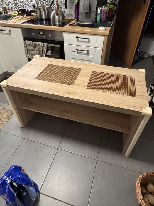 Stolik kawowy z półką  120x60 solidny blat 5 cm.