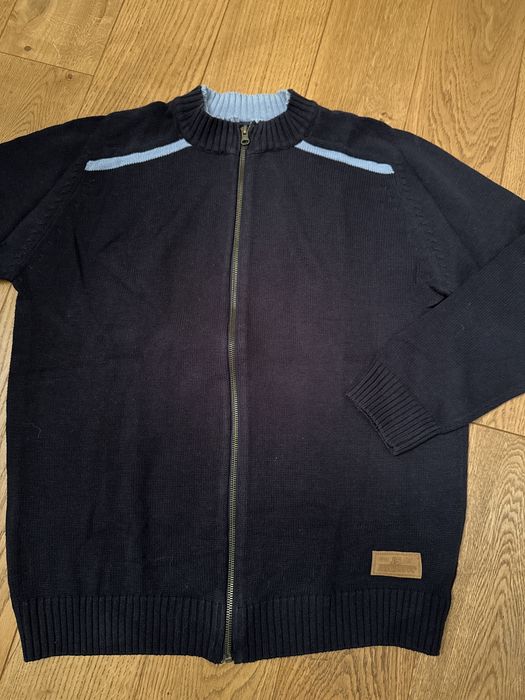 Sweter męski na zamek, granatowy, rozm. L