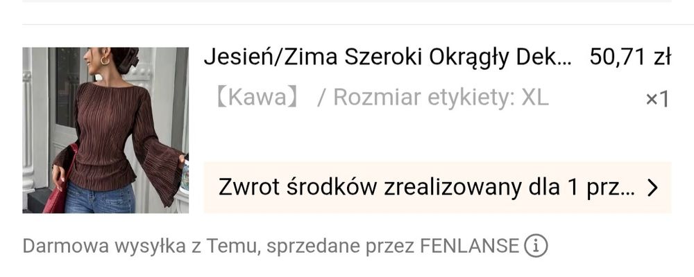 Bluzka długi rękawi brązowa