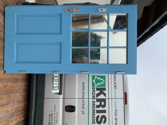 Drzwi Zewnętrzne Drewniane Angielskie  niebieskie 9 czyste powietrze