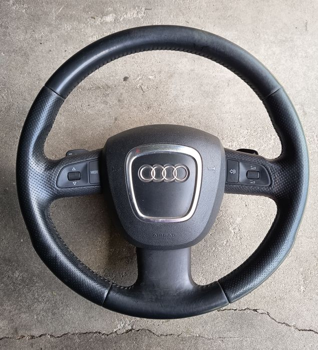 Trójramienna kierownica multifunkcja skóra Airbag łopatki manetki F1 Audi A4 B7 B8 A6 C6 A8 D3 Q7
