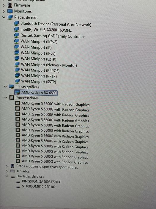 Torre Pc ryzen 5600g + RX 6600 XFX + 16gb ddr4