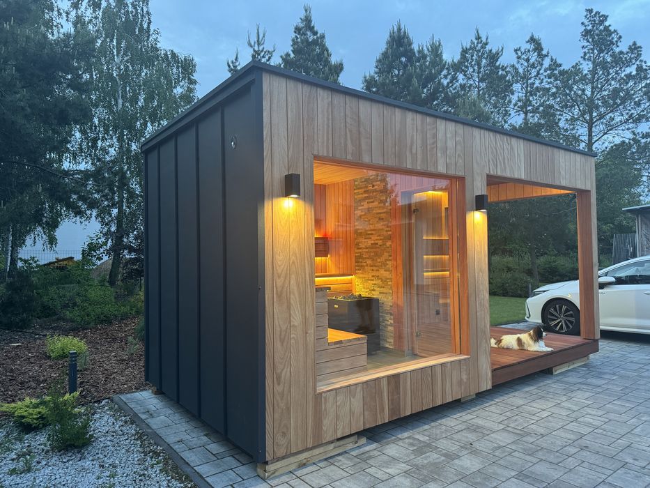 Powystawowa Sauna, Drewno egzotyczne, Piec 12kw, audio, led