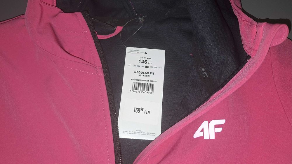 Kurtka softshell 4F dziewczęca r.146 (10-11lat) nowa