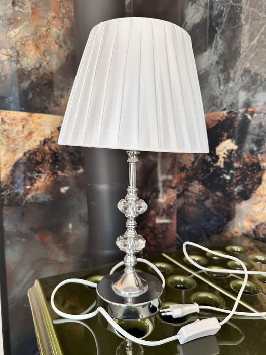 Lampka nocna glamour z krysztalami srebrna