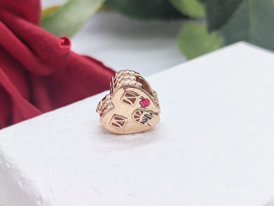 Charm's szczęśliwe serce domu dwustronny S925 rose gold