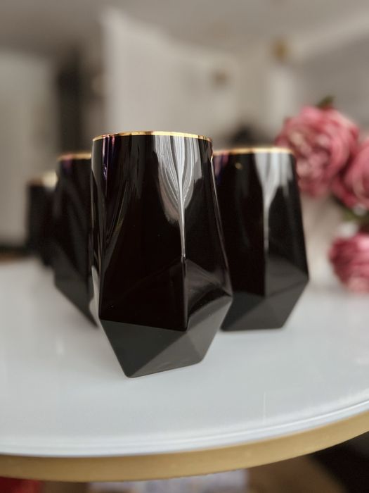 Home and you geimetryczne szklanki czarno zlote 10 szt