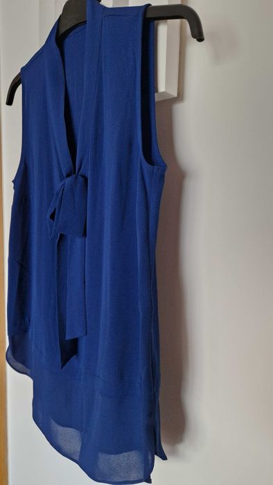 Blusa de alças com laço frontal, azul escuro, Primark, tamanho 34