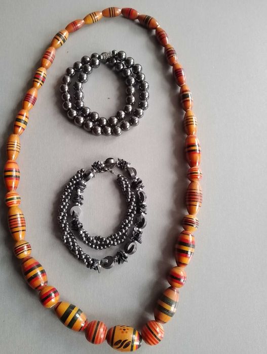 намисто - гематит, дерево