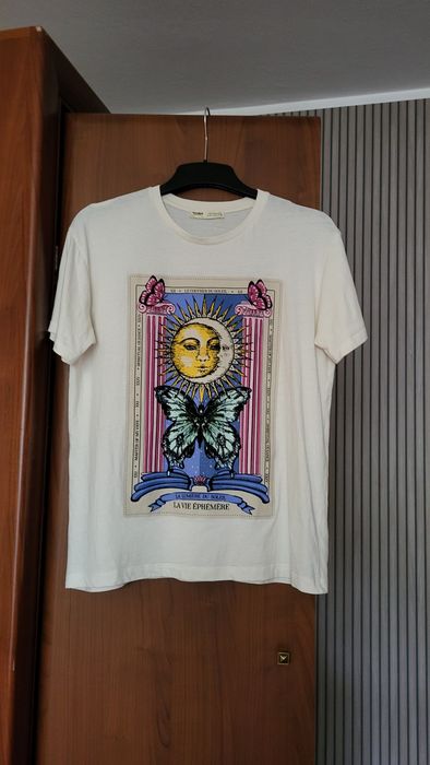 T-shirt z nadrukiem w stylu karty tarota.  Marka Pull & Bear. Rozmiar z metki S,  pasuje jako M