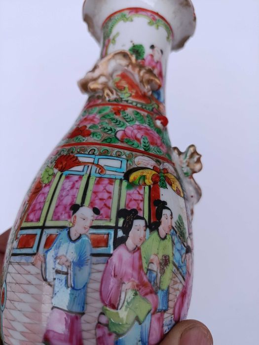 Jarra Porcelana da China Mandarim Séc XIX 21 cm