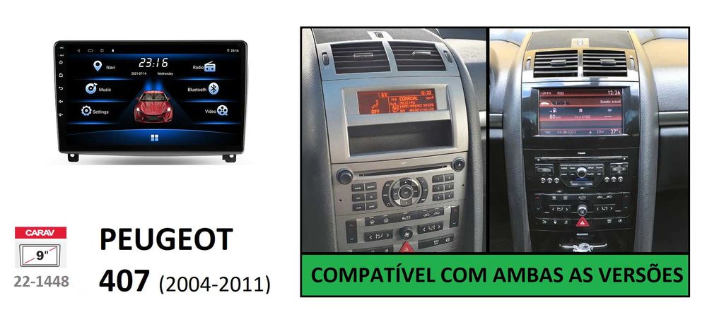 (NOVO) Rádio 2DIN 9" • Peugeot 407 • (2004 a 2011) • Android [4+64GB]