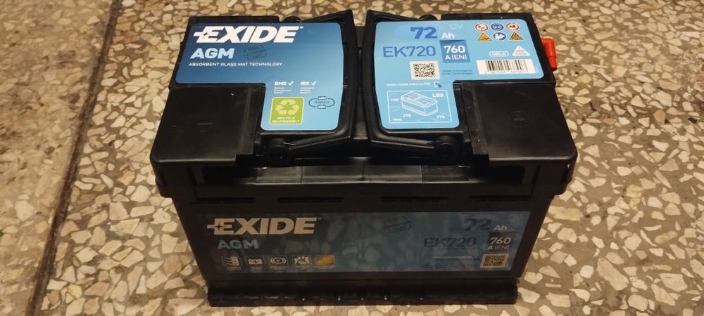 Akumulator EXIDE AGM Start Stop 72AH 720EK 760A P+