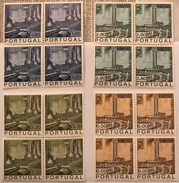 Série de 4 quadras de selos novos - Inaug. da Refinaria do Porto -1970