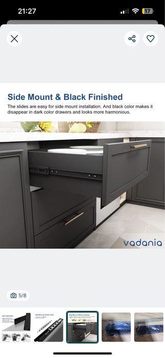 Jogo corrediças para gaveta preto Vadania - NOVO