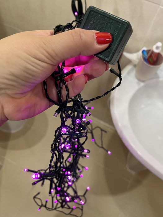 Luzes de natal cor de rosa