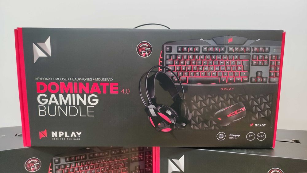 Bundle gaming, teclado, rato, headphone, tapete, Nplay