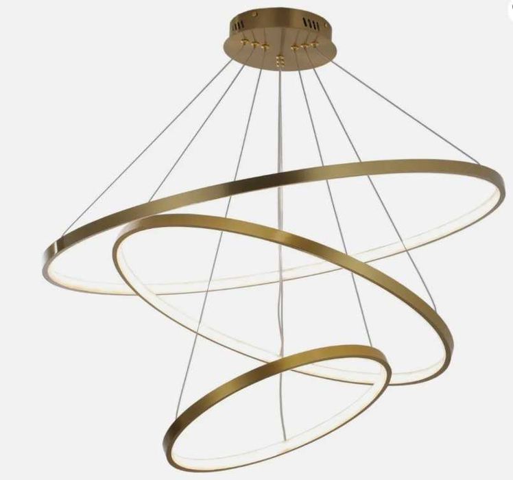 nowoczesna lampa LED 3 ringi złota/biała tanio