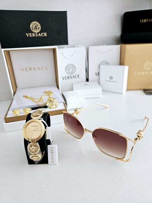 Zestaw damski Versace , zegarek , okulary , kolczyki , naszyjnik