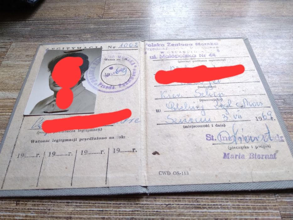 PŻM Szczecin legitymacja pracownika Prl