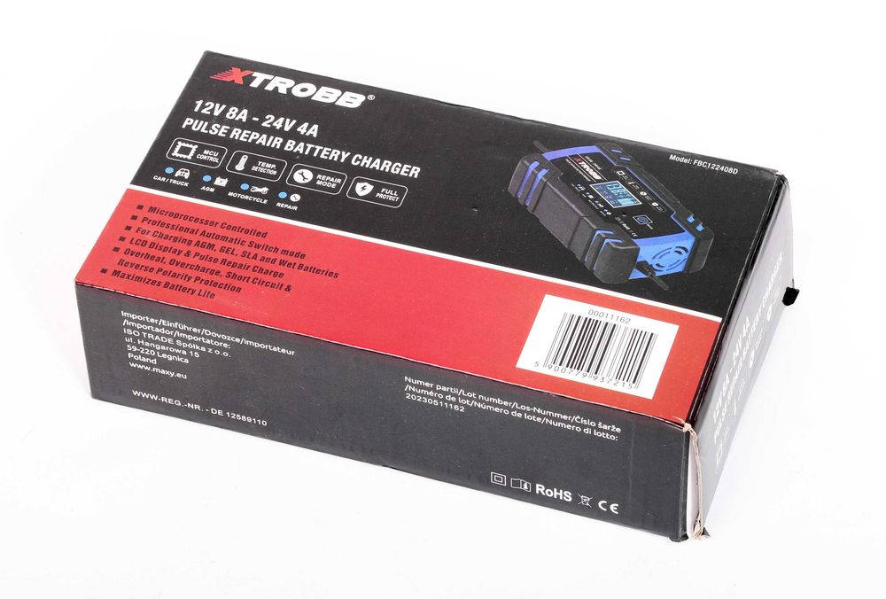 XTROBB automatyczny prostownik do akumulatora 12V 8A, 24V 4A,  6-150Ah, 130W FBC122408D