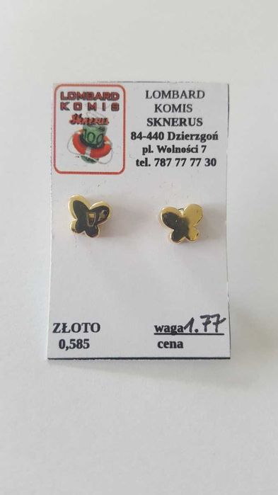 Złote Kolczyki MOTYLKI 585
