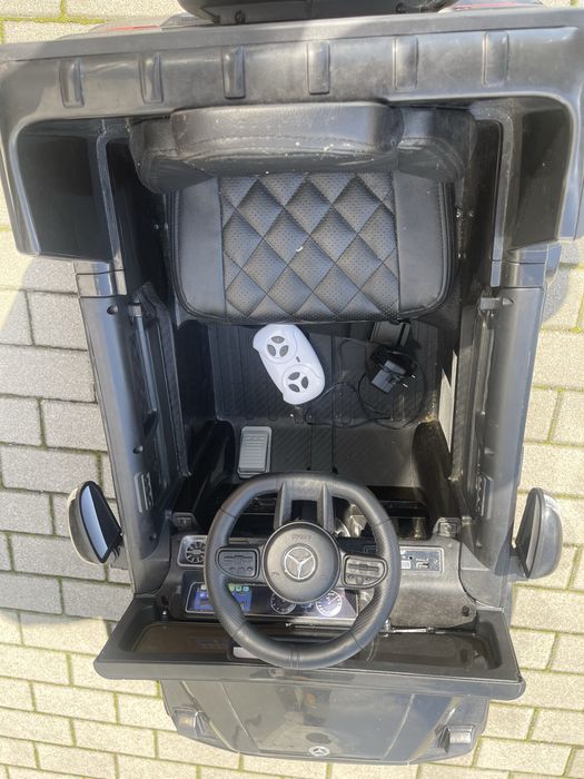 Samochód dla dziecka Mercedes G AMG czarny EVA 12V, 4 silniki, skórzane siedzenie, pilot 2,4 GHz – elektryczny samochód dla dzieci