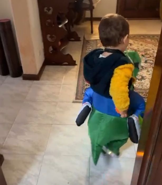 Fato de dinossauro insuflável criança